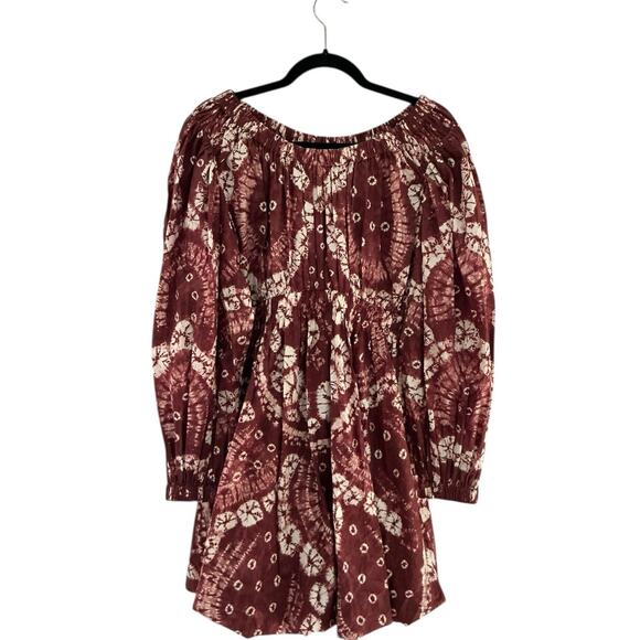 Ulla Johnson Martine Dress In Syrah Shibori Hand-Tied Cotton Mini Size 2 - Picture 2 of 13